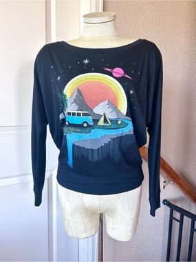 Curbside Black Long Sleeve Graphic Top